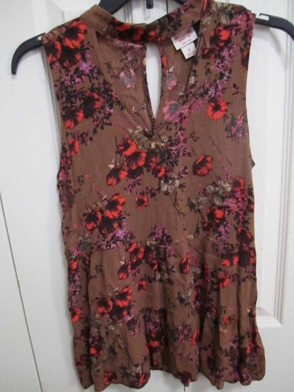 Mossimo Supply Co. Brown Floral Sleeveless Keyhole Blouse